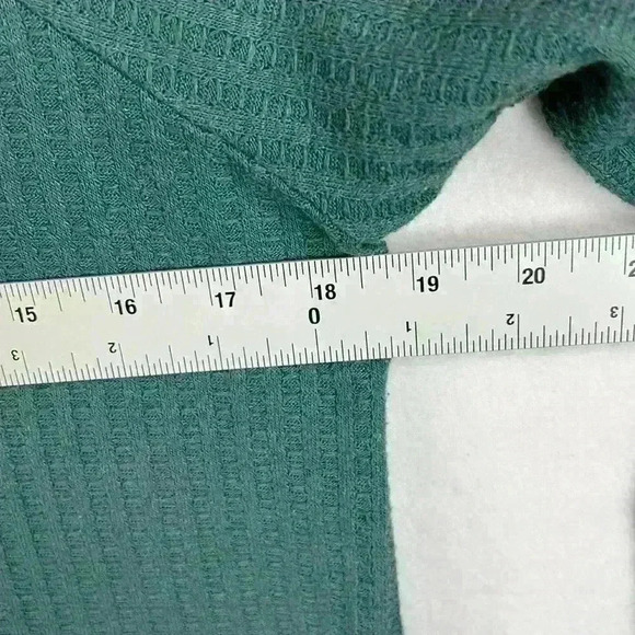 Chaser Waffle Thermal Knit Shirt Top Women’s Large Forrest Blue-Green - Picture 9 of 10